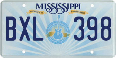 MS license plate BXL398
