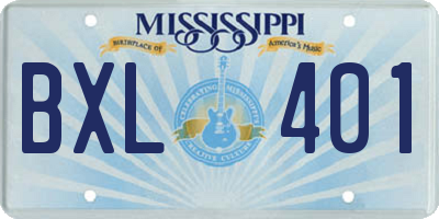 MS license plate BXL401