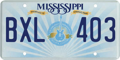 MS license plate BXL403