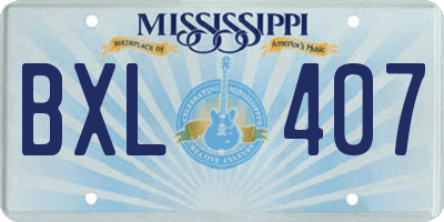 MS license plate BXL407
