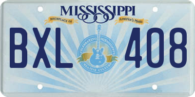 MS license plate BXL408