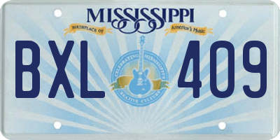 MS license plate BXL409