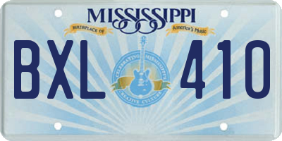 MS license plate BXL410