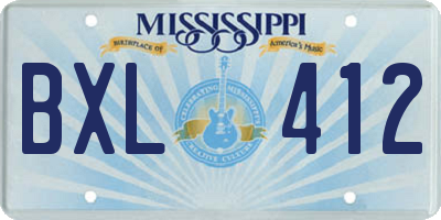 MS license plate BXL412