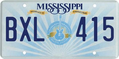 MS license plate BXL415