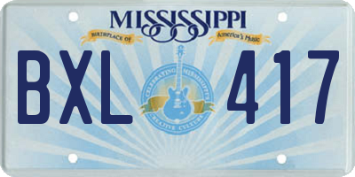 MS license plate BXL417