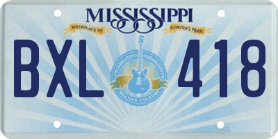 MS license plate BXL418
