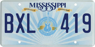 MS license plate BXL419