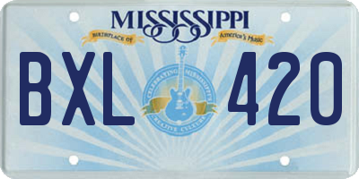 MS license plate BXL420
