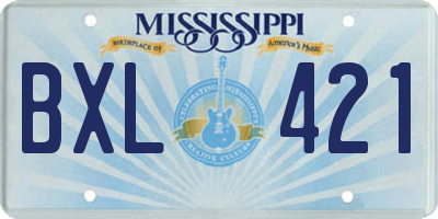 MS license plate BXL421