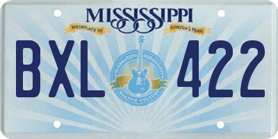 MS license plate BXL422