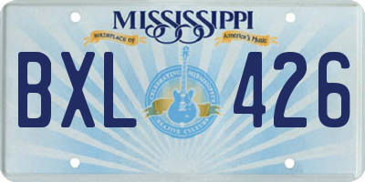 MS license plate BXL426
