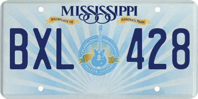 MS license plate BXL428