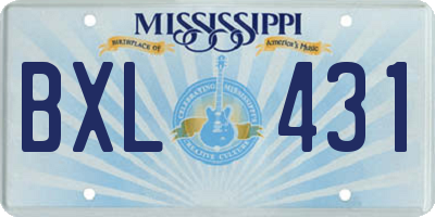 MS license plate BXL431