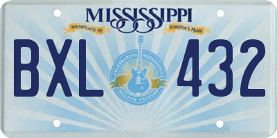 MS license plate BXL432