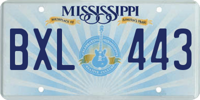 MS license plate BXL443