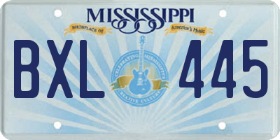 MS license plate BXL445