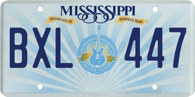 MS license plate BXL447