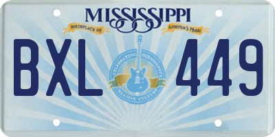 MS license plate BXL449