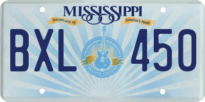 MS license plate BXL450
