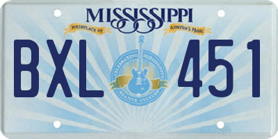 MS license plate BXL451