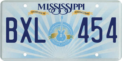 MS license plate BXL454