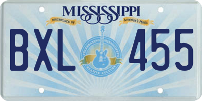 MS license plate BXL455