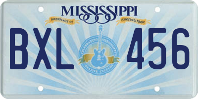 MS license plate BXL456