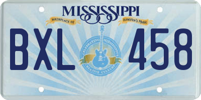 MS license plate BXL458