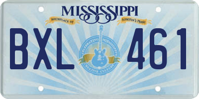 MS license plate BXL461