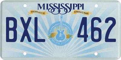 MS license plate BXL462