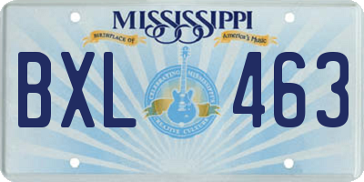 MS license plate BXL463