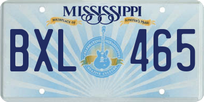 MS license plate BXL465