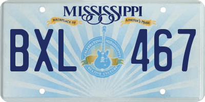 MS license plate BXL467