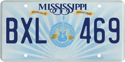 MS license plate BXL469
