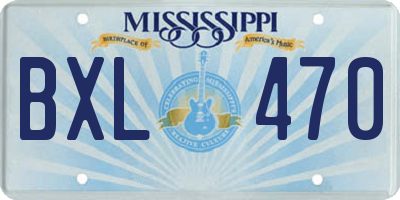 MS license plate BXL470