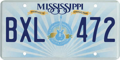 MS license plate BXL472