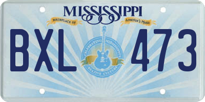 MS license plate BXL473