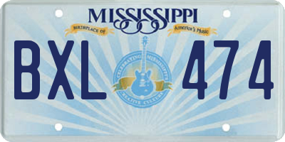 MS license plate BXL474
