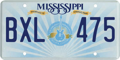 MS license plate BXL475