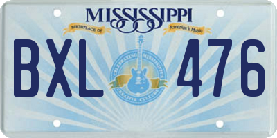 MS license plate BXL476