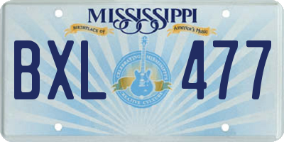 MS license plate BXL477