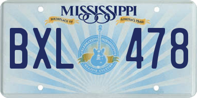 MS license plate BXL478