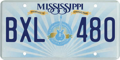 MS license plate BXL480