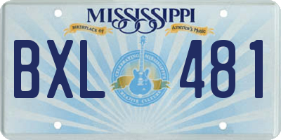 MS license plate BXL481
