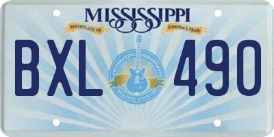 MS license plate BXL490