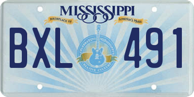 MS license plate BXL491