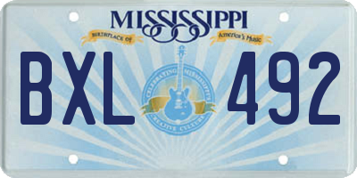 MS license plate BXL492