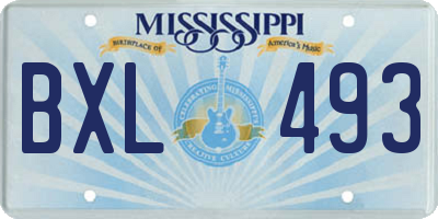 MS license plate BXL493