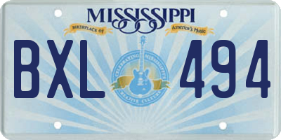 MS license plate BXL494